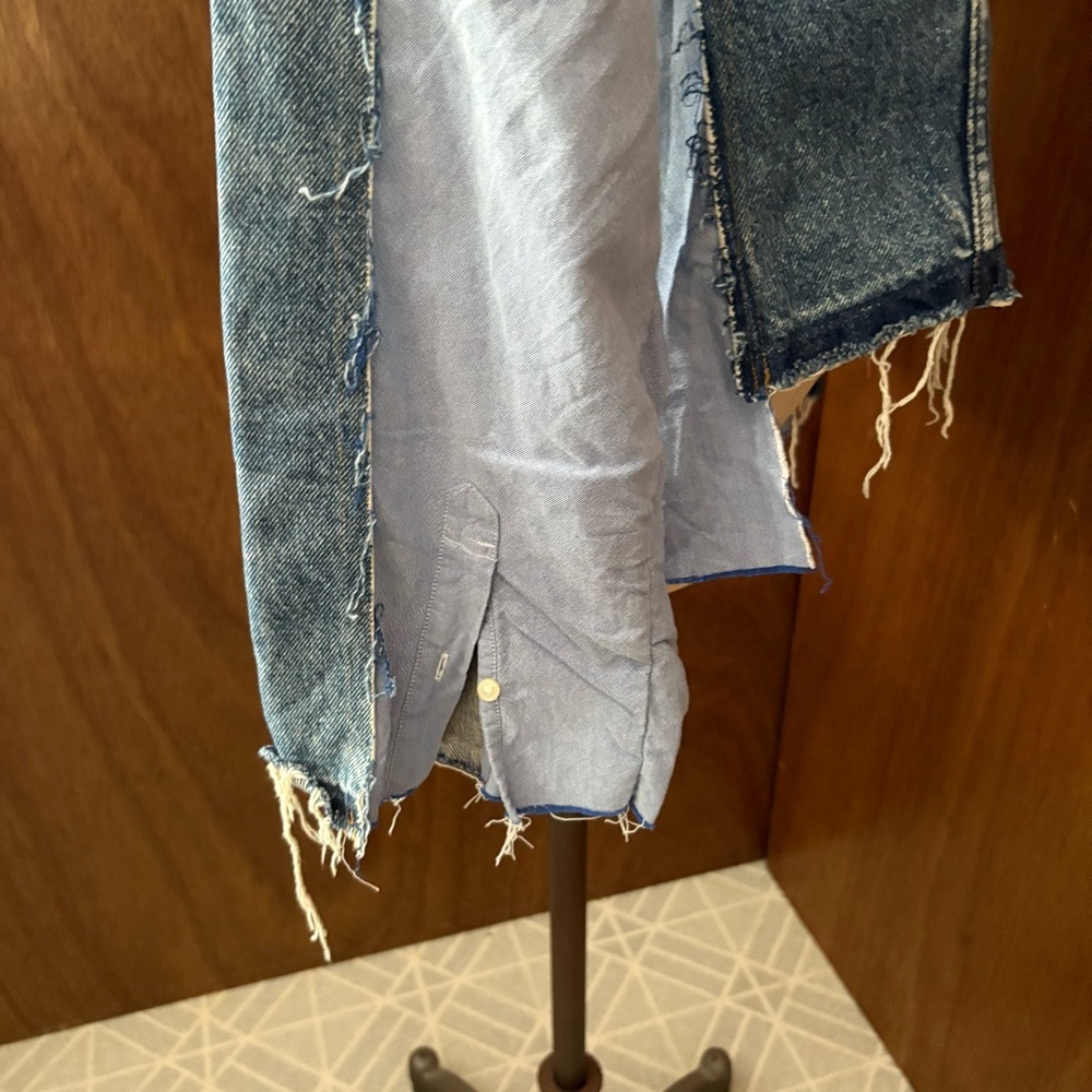 SOLD Levis sz L Remake DIY Denim Blue Button Down Shirt Long Sleeve Reconstructe - Picture 3 of 16